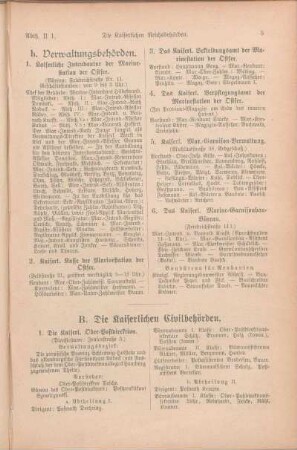 B. Die Kaiserlichen Civilbehörden.