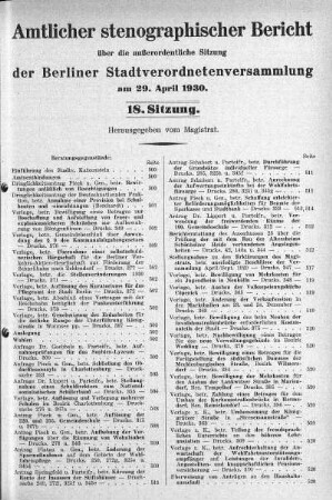 Sitzung 18, 29. April 1930