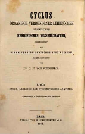 Lehrbuch der systematischen Anatomie