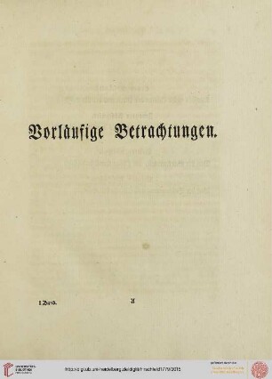 Vorläufige Betrachtungen
