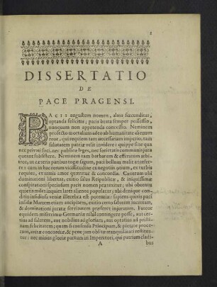 Dissertatio de Pace Pragensi.