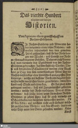 Das vierdte Hundert nützlicher und lustiger Historien