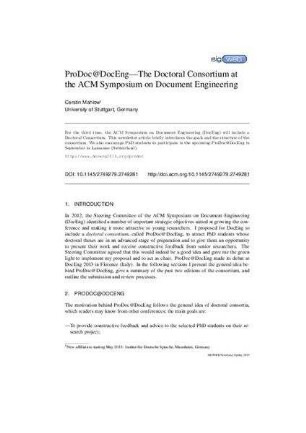 ProDoc@DocEng: the doctoral consortium at the ACM symposium on document engineering