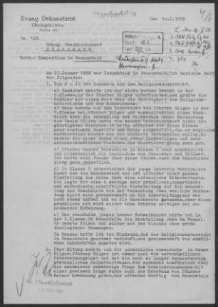 Neuenstein mit Grünbühl, Kleinhirschbach, Obereppach, Obersöllbach und Hohrain-Pfaffenweiler: Inspektionsbericht 1958