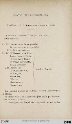 Séance du 4 novembre 1892