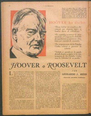 Hoover o Roosevelt ¿Cuál sera el próximo presidente de los Estados Unidos?