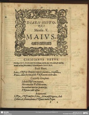 Diarii Historici Mensis V. Maius