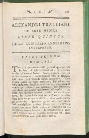 Alexandri Tralliani De Arte Medica Liber Quintus