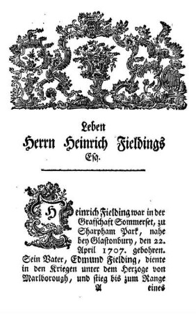 Leben Herrn Heinrich Fieldings Esq.