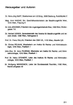 211, Herausgeber und Autoren