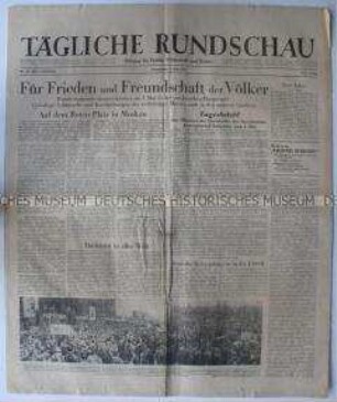 Tageszeitung der SMAD "Tägliche Rundschau" u.a. zum 1. Mai und zur Palästina-Debatte der UNO