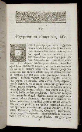 De Aegyptiorum Funeribus, Etc.