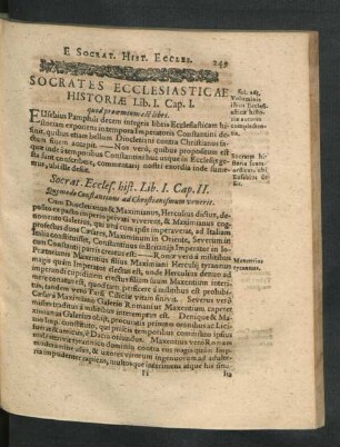 Socrates Ecclesiasticae Historiae Lib. I. Cap. I.