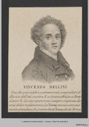 Folge von Bildnissen : Männerbildnisse, Komponisten und Musiker : Bildnis des Vincenzo Bellini