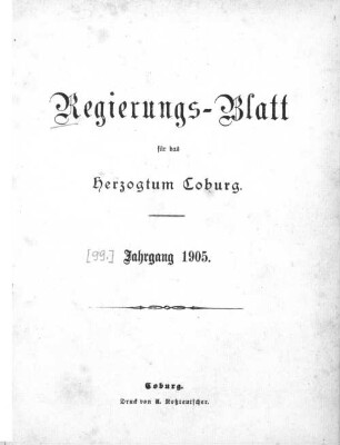 Regierungs-Blatt für das Herzogtum Coburg. 1905