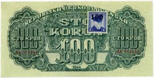 Geldschein, 100 Koruna, 1945
