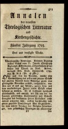 Drei und dreißigste Woche