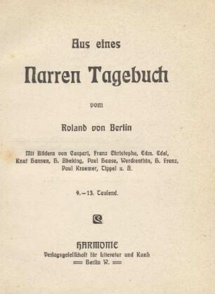 Aus eines Narren Tagebuch