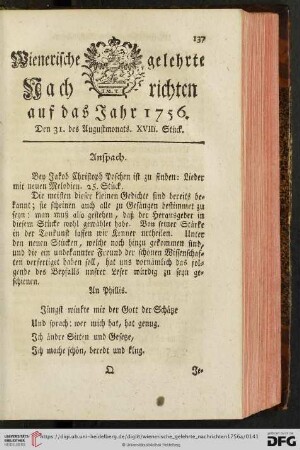 Den 31. des Augustmonats. XVIII. Stück