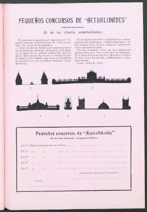 Pequeños concursos de "Actualidades" : El de las siluetas arquitectónicas