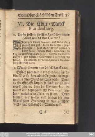 VI. Die Chur-Marck Brandenburg.