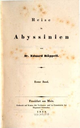 Reise in Abyssinien, Erster Band.