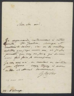Georges Baron de Cuvier an Carl Friedrich von Kielmeyer