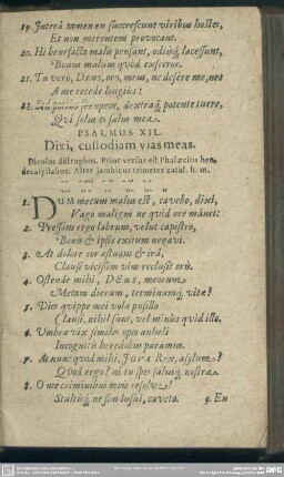 Psalmus XIL. Dixi, custodiam vias meas