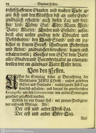 Von den Festen