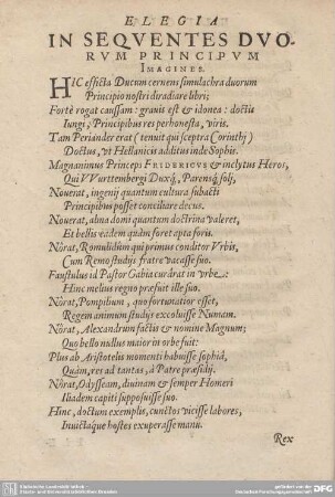 ELEGIA IN SEQUENTES DUORUM PRINCIPUM IMAGINES.