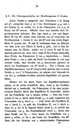 § 2. Die Polareigenschaften der Strahlensysteme 2. Grades.