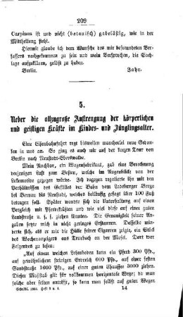 Ueber die allzugroße Anstrengung der körperlichen und geistigen Kräfte im Kindes- und Jünglingsalter