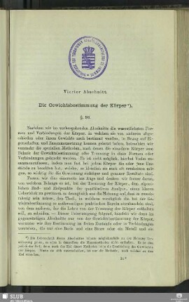 Vierter Abschnitt. Die Gewichtsbestimmung der Körper