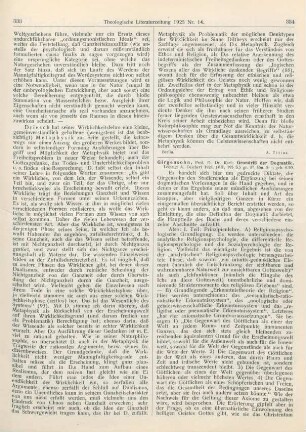 334-335 [Rezension] Girgensohn, Karl, Grundriß der Dogmatik