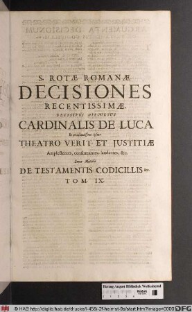 ... Super Materia De Testamentis, Codicillis &c. Tom. IX