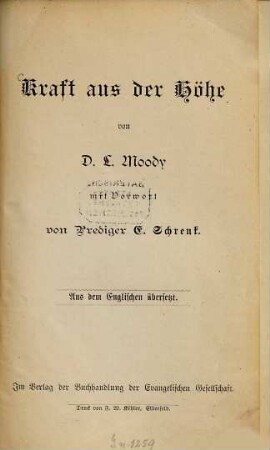 Kraft aus der Höhe : Aus dem Englischen übersetzt