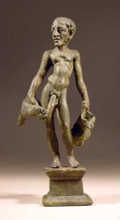 Römische Statuette eines Buckligen mit zwei Enten und Krug