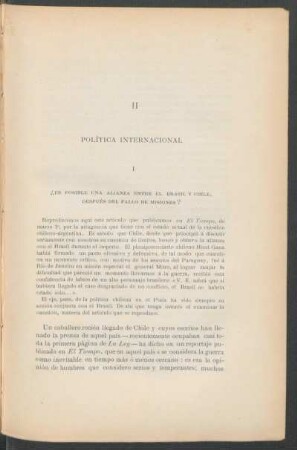 II - Política internacional