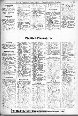 Straßen Stadtteil Stammheim