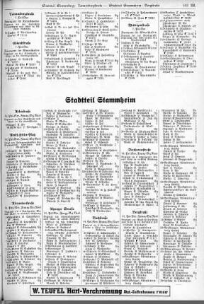 Straßen Stadtteil Stammheim