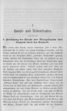 I. Haupt- und Nebenstraßen