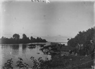 Am Fluss : Rinder, ein Pferd und ein Mann mit Zelt an einem Fluss