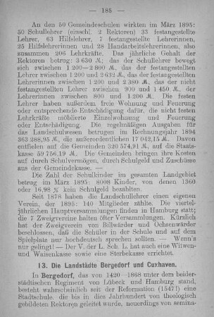 13. Die Landstätte Bergedorf und Cuxhaven.