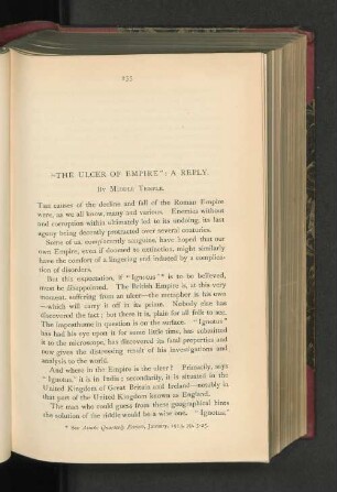 "The Ulcer of Empire": A Reply.