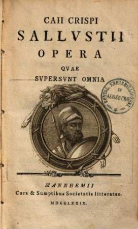 Caii Crispi Sallvstii Opera Qvae Svpersvnt Omnia