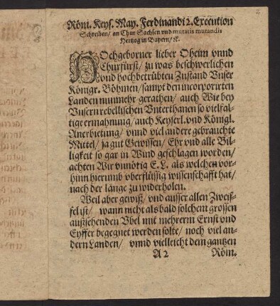 2r-4v, Röm. Keyserl. May. Ferdinandi II. Execution Schreiben...