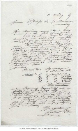 Brief von Justus Perthes' Geographische Anstalt  an Reinhold Grundemann : Gotha, 11.03.1869 ; [Kopie]