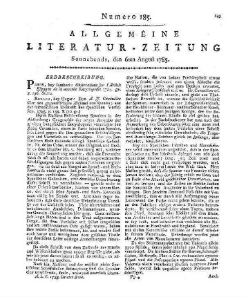 Bibliothek der neuesten theologischen, philosophischen und schönen Litteratur. Bd. 2, St. 1. Zürich: Orell 1784