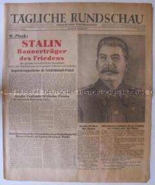 Tageszeitung der SMAD "Tägliche Rundschau" zum 70. Geburtstag von Stalin