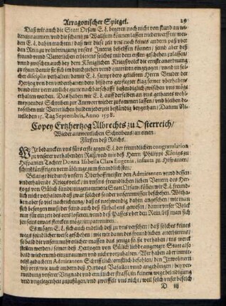 Copey Ertzhertzog Albrechts zu Osterreich ...